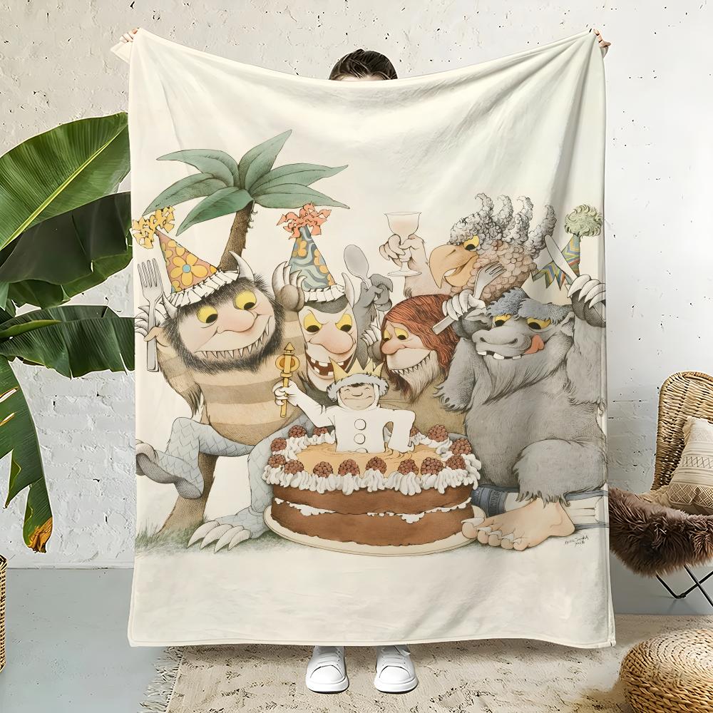 Book W-WheretheWildThingsAre Throw Flannel Throw Blanket,Bed Home Office Nap Blanket Travel,Camping,Picnic Blanket Soft Decor