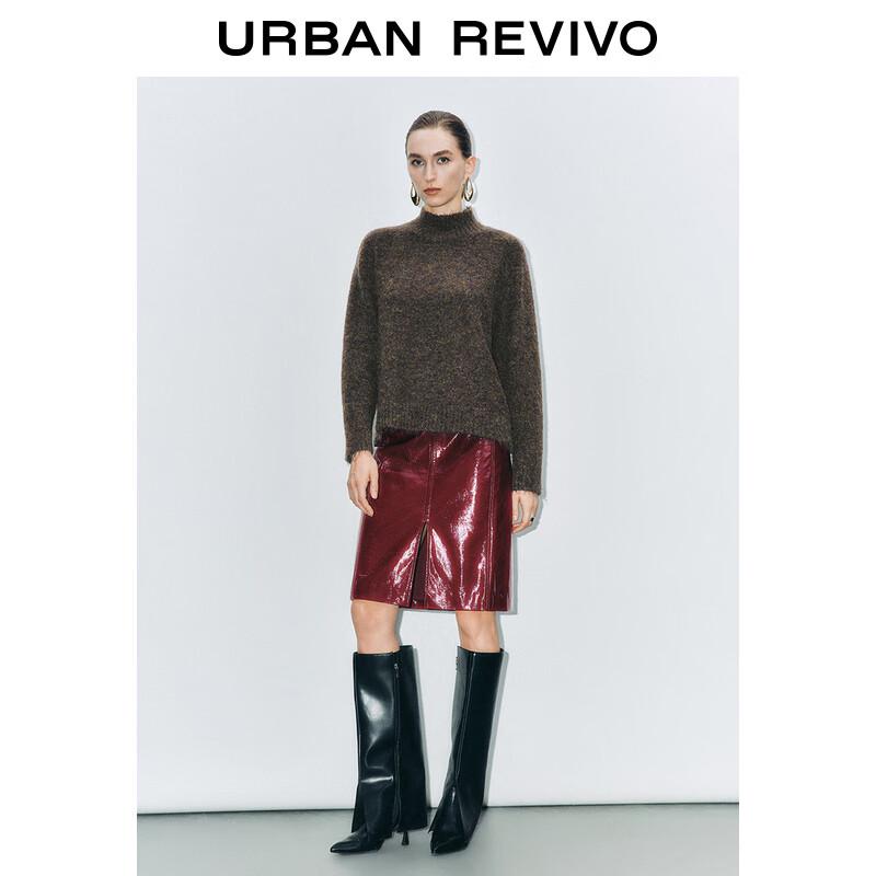 UR Women s Retro High-Neck Loose Textured Knit Sweater M