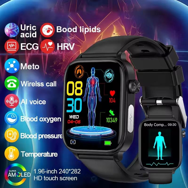 2025 New ECG+PPG Smart Watch Women Heart Rate Blood Lipid Uric Acid Women Menstrual Health Tracker Smartwatches For Android iOS