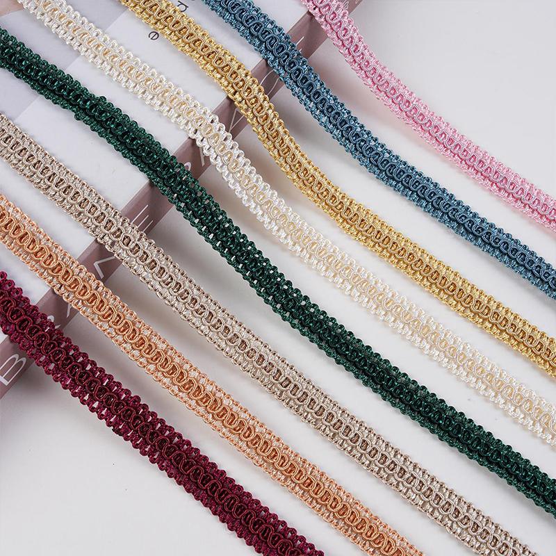 12m Braided Sewing Lace Curtain Stitching Trim 1.2cm Width Multicolor Edge Accessories for Sofa Pillow Carpet Home Textile DIY