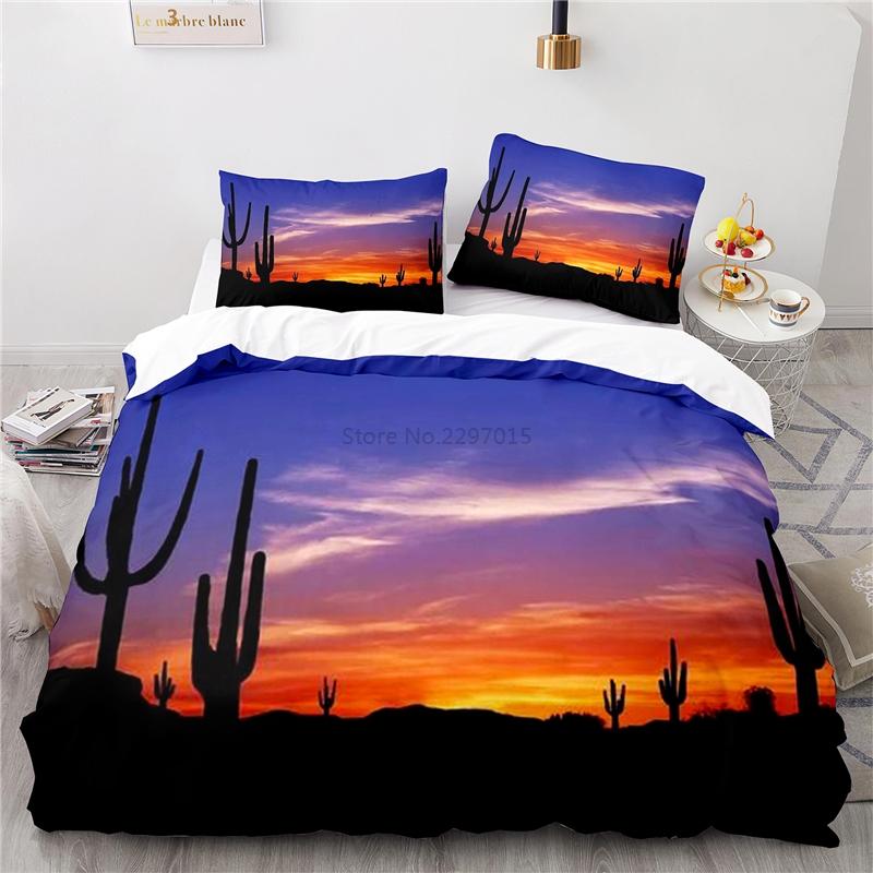 Desert Cactus Landscape Printed Bedding Set 3d Duvet Cover Sets Pillowcases Adult Children Twin Full Queen King Size Bedclothes