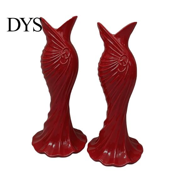 Home Decor Vase 2Pcs 3D Printed Fishtail Dress Decorative Flower Holder Office Indoor Plant Living Room Bedroom Table Shelf Gift for Housewarming