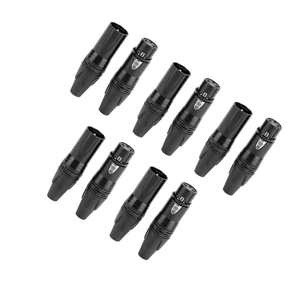 5 Perechi Mufă XLR cu 3 Pini Soclu Audio Conector Cannon Negru