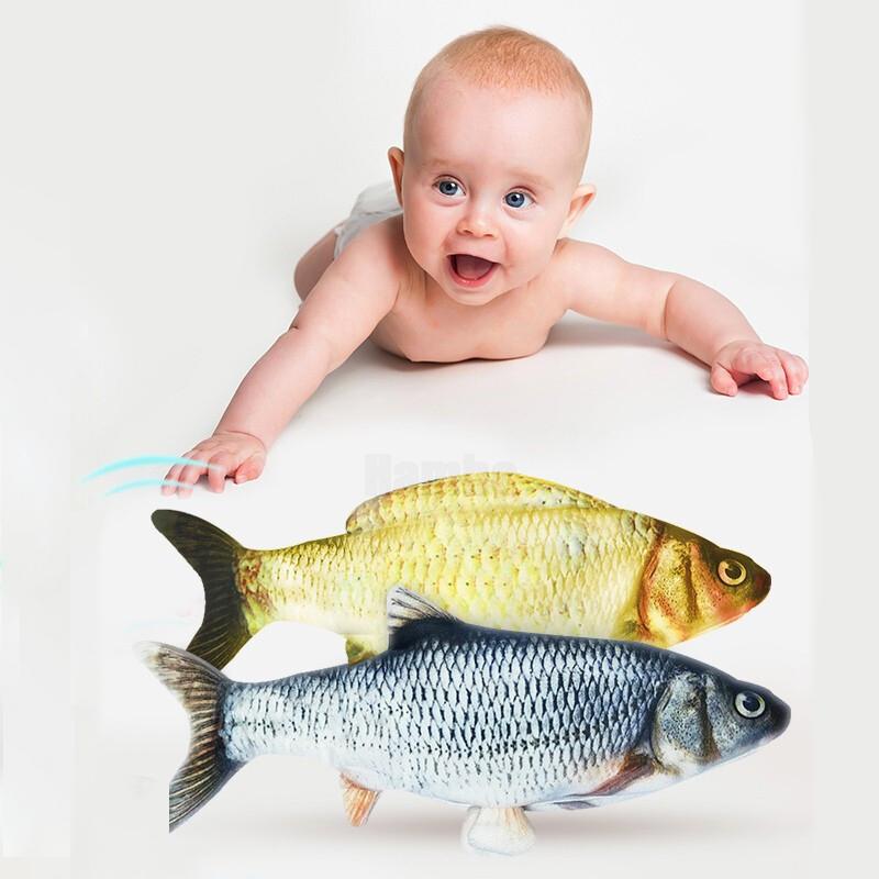 Baby Elektrisches Fischspielzeug Plüsch Simulation Tier Elektrische Schaukel Fisch Beruhigen Katze Haustier Spielzeug für Kinder Erwachsene Geburtstag Weihnachtsgeschenk