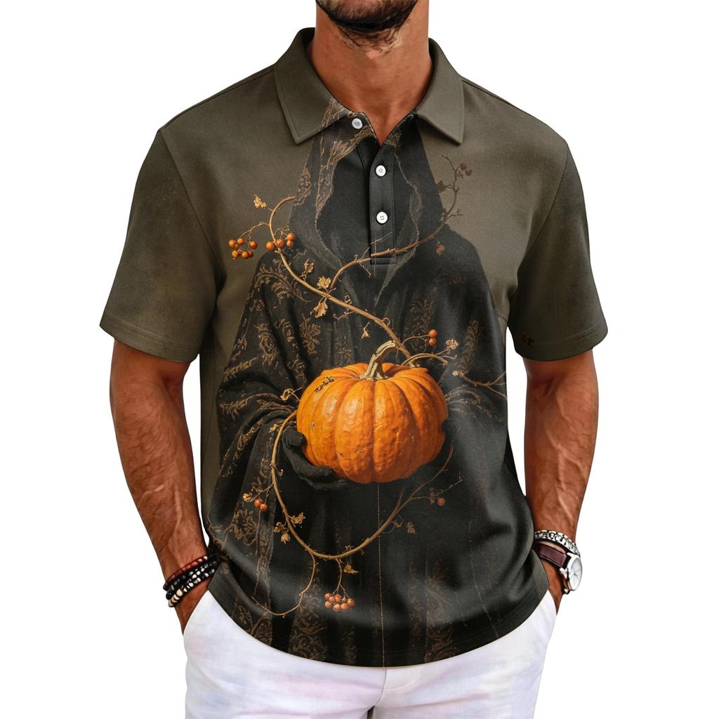 Men's Halloween Printed Short Sleeve T-Shirt for Casual Daily Wear