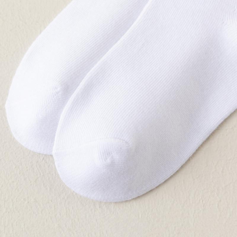 5 perechi/set Copii Băieți Fete Înapoi la școală Sosete Lot Culoare Pură Alb Negru Gri Uniforma Sosete Crew Stil Copii