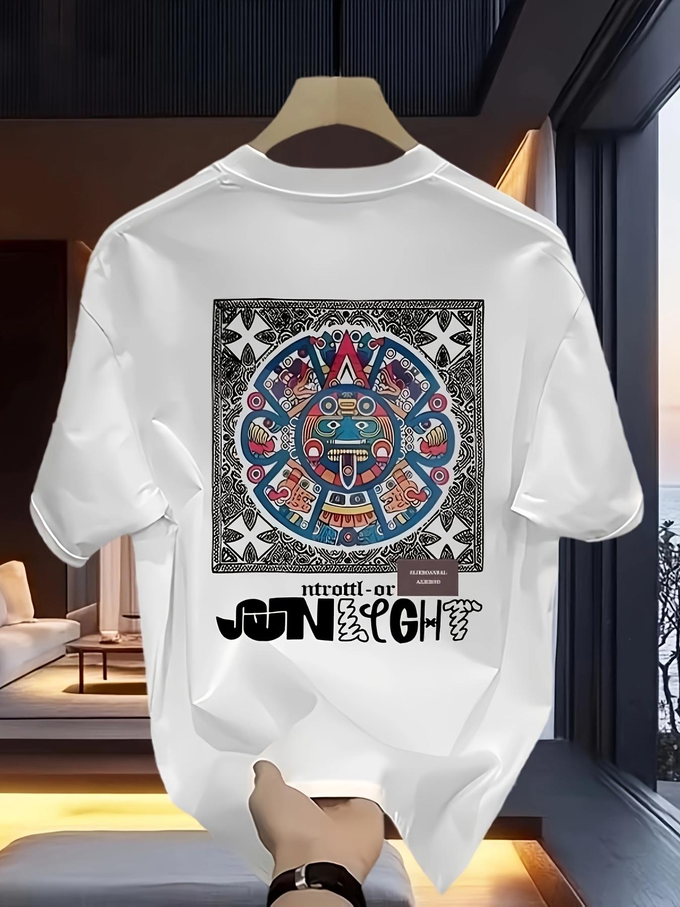Mens Heavy Cotton Graphic TShirt Casual summer shortsleeve tee with bold geometric print relaxed fit crew neck S