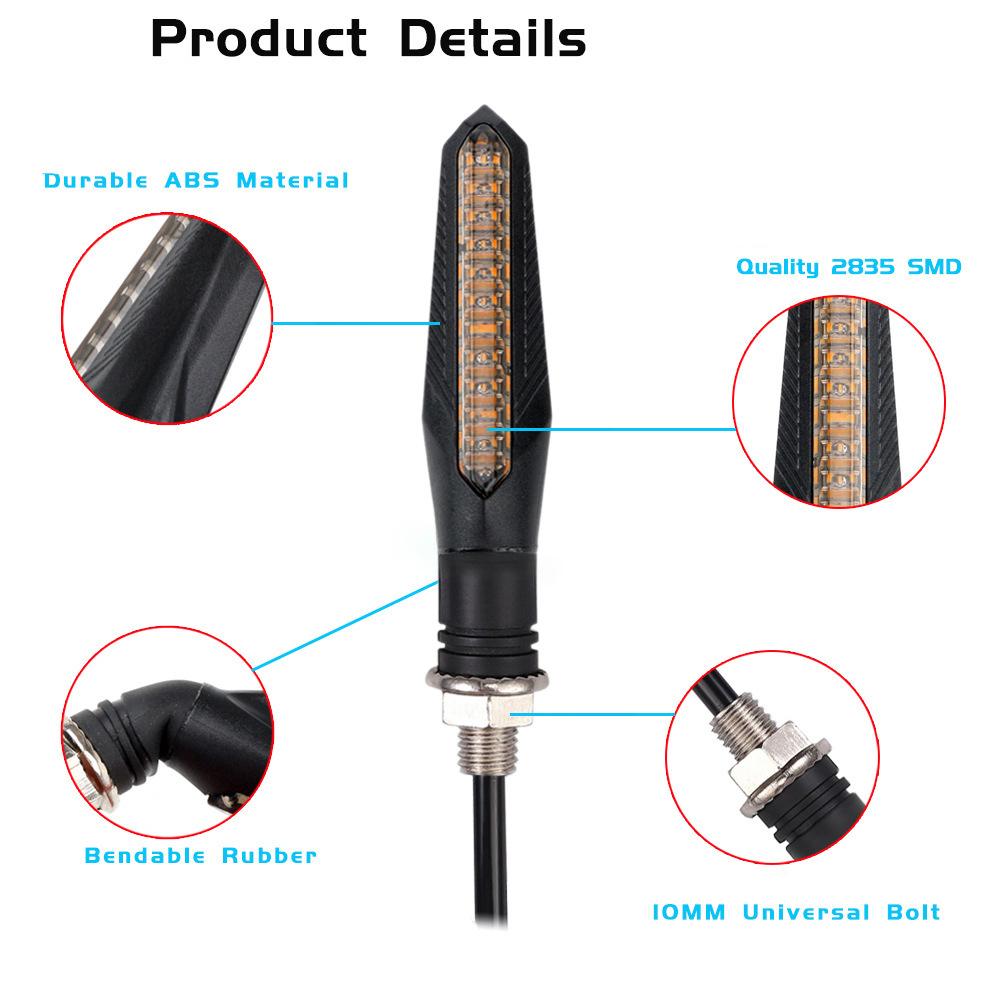 2pcs 12 LED Flowing Motorcycle Turn Signal Light Bendable Flashing Motorbike Indicator Blinker Moto Tail Signal Lamp For Harley