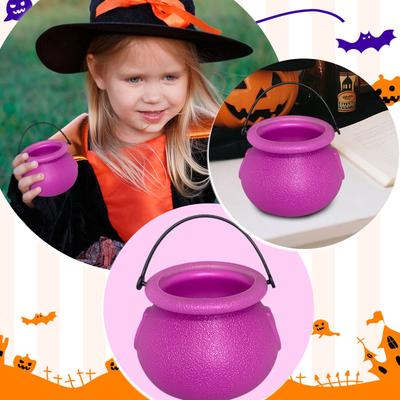 Halloweenská dekorace Čarodějnický kotlík, 6 plastových čarodějnických kotlíků