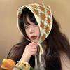 Women's French Retro Knit Hollow Headscarf: Summer Triangular Pastoral Style for Beach Sun Protection