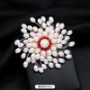 Handmade High-end Temperament Luxury Pearl Snowflake Brooch Women's High-end Sense Elegant Corsage Coat Pin Accessories