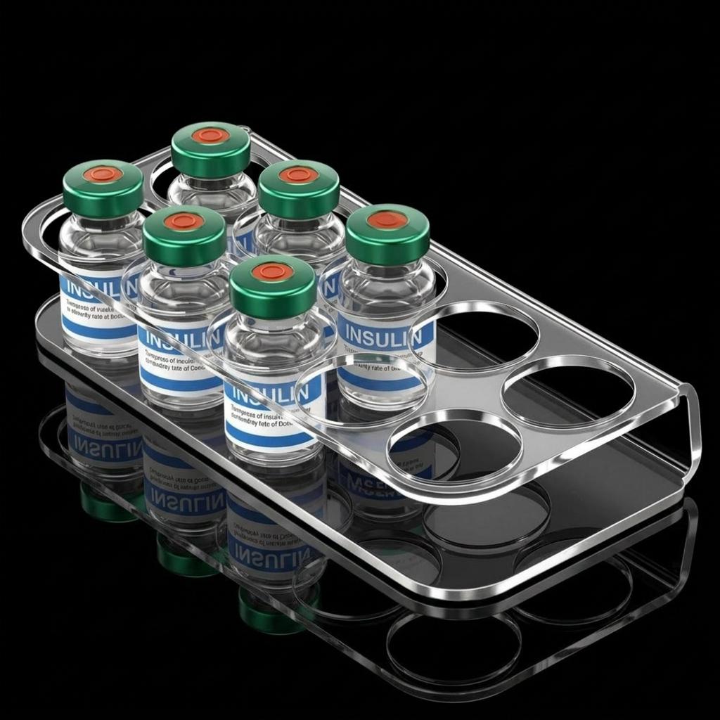 Clear Bottle Organizer Space Saving Acrylic Vial Storage Rack 10-Hole Vial Organizer Clear Insulin Vial Holder For Countertop