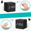 Wooden Electronic Desktop Clock with Temperature LED Bedside Clock USB/Battery Powered Bedroom Table Clock for Home Decoration