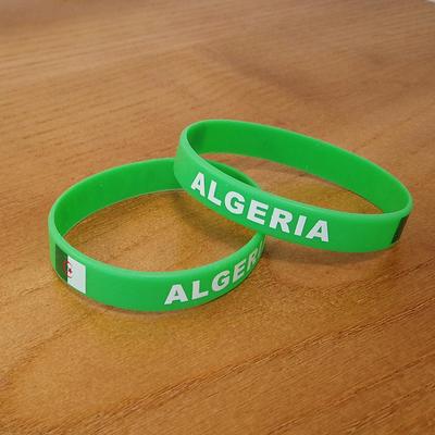 2pcs Algeria Flag Silicone Bracelet Sport Wristbands Wrist Strap Handband Men Women Rubber Band for Basketball Soccer Fans Fashion Accessories