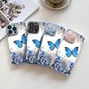 Blue butterfly flower is suitable for iPhone Apple 17Promax full series fine hole 17Pro explosion new 17Air new