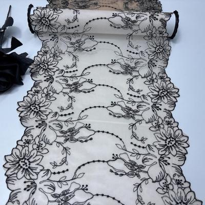 1m X 23cm Tulle Embroidery Lace,  Floral Embroidered Net Fabric Lace for Dress, Lingerie, Bra, Underwear, Garment & Sewing