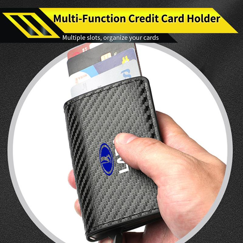 Carbon Fiber Pattern Auto Pop-up Card Case Bank Cardholder For Lada Priora Sedan Sport Granta Vesta Niva o Largus Vaz Samara 2111