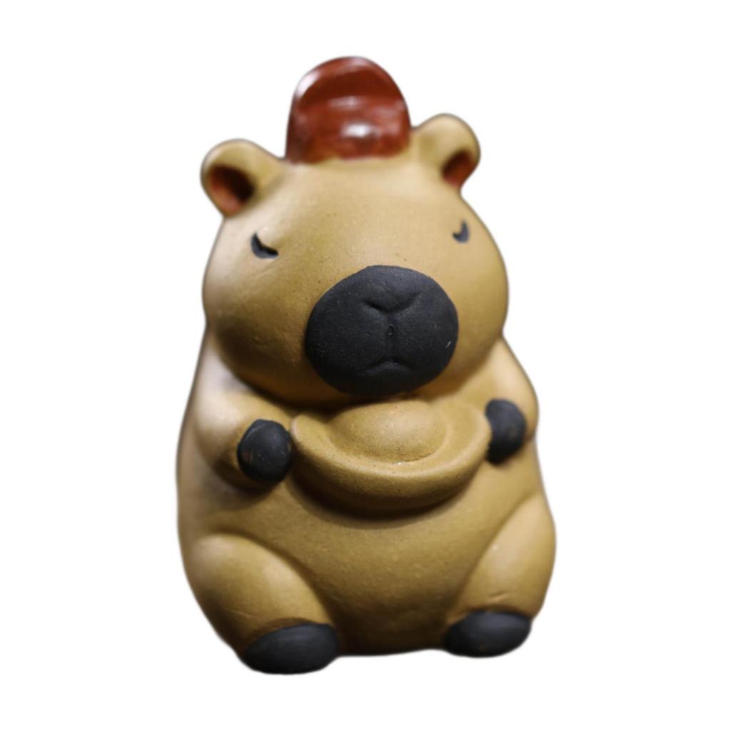 Capybara Mini Statue Tea Pet Cute Small Sculpture for Tea Room Desk Teahouse