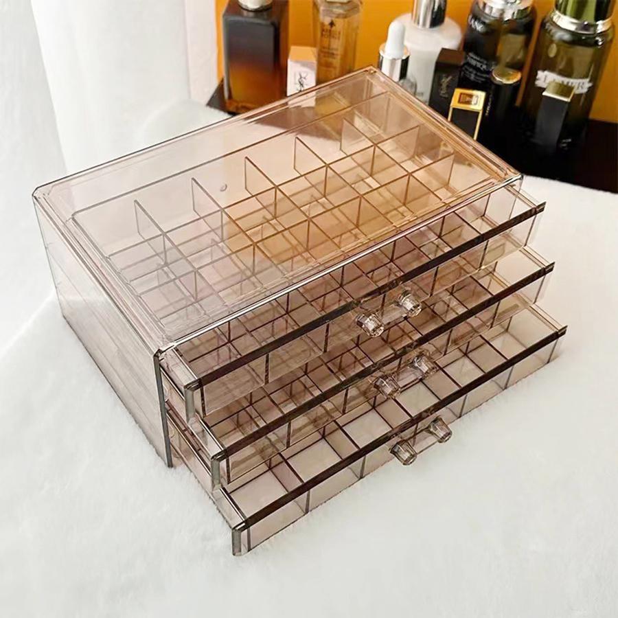 1pc, Jewelry Storage Box, Material: Transparent PS, Color: Transparent, Brown, Gray, Pink