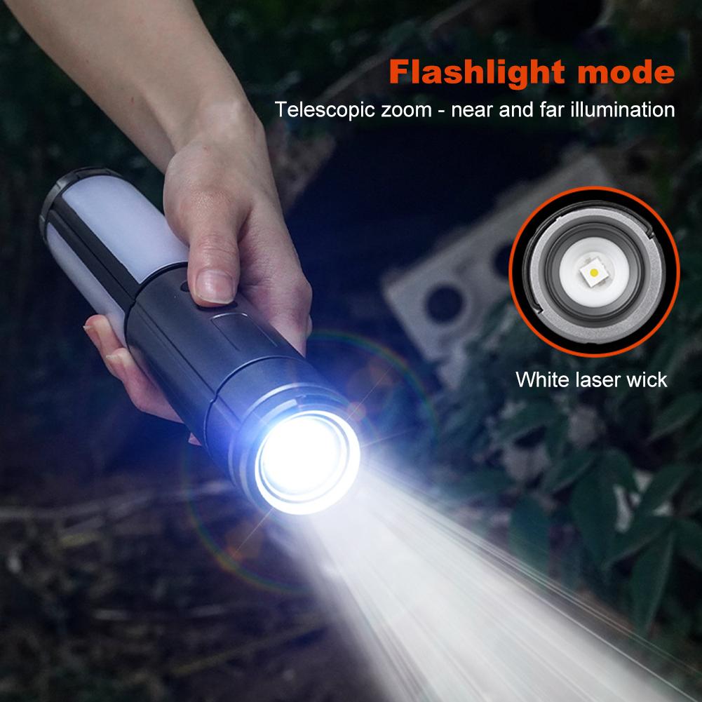 3000mAh Telescopic Portable Flashlight Rechargable Lantern Light Camping Lamp for Camping Hiking Fishing