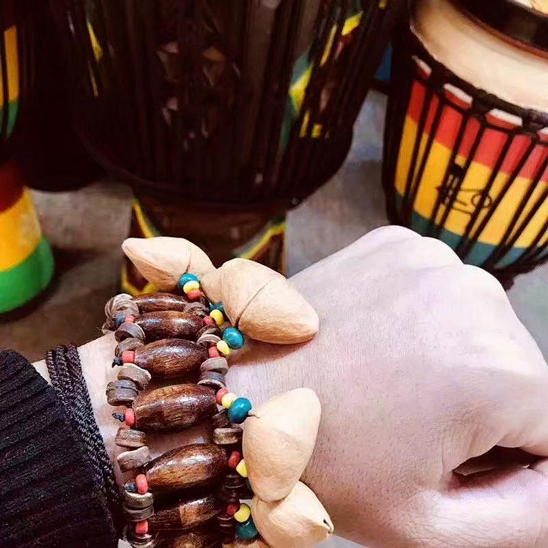 Kinder Handtrommel Schlaginstrument Musikspielzeug Afrikanischer Stammesstil Nussschalenrassel Anfänger Musiklernspielzeug