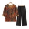 Grandma's Stylish V-Neck Breathable Shirt Set
