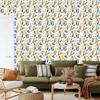 Wallpaper Flowers White, Cream and Blue for Living Room and Bedroom 50x1000