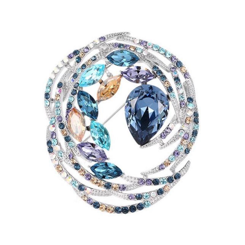 Retro Colorful Spiral Brooch, High-end Women's Luxurious and Elegant Bird's Nest Brooch, Simple and Fashionable Anti-glare Pin