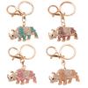 Keychain Pendant 3D Cartoon Rhinoceros Design Sparkling Rhinestones Inlaid Key Chain with Lobster Clasp Key Ring Bags Accessories