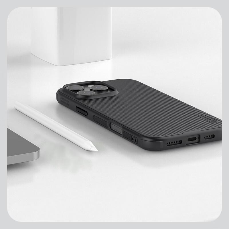 IPhone 16 Pro Max Case, Full Protection, Matte Anti-Slip Airbag Shockproof Anti-Fingerprint Slim Simple Hard with Soft Edges, Shield Pro Black
