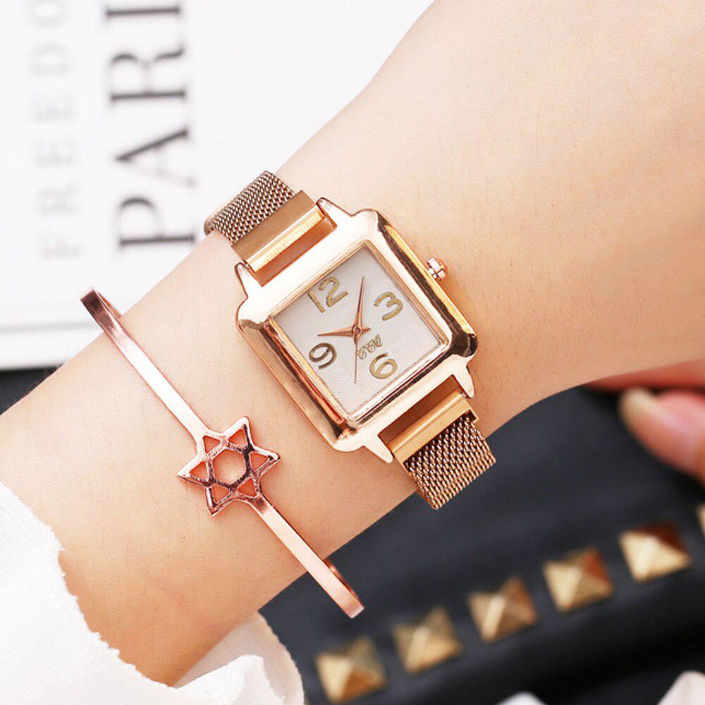 gold rectangular women's watch