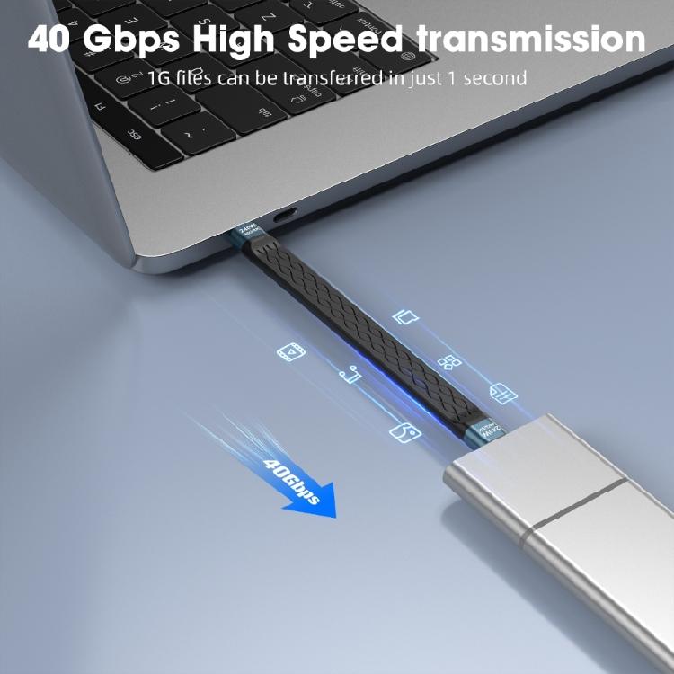 5inch Short USB4 Cable Flat USB Type C Supports Thunderbolt4/3 40Gbps Data Transfer 240W Power Delivery 8K Video