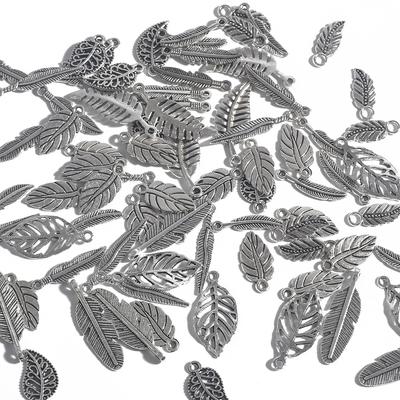 10-50 szt. 10 stylów Metalowe liście ze stopu cynku Charms Fit Biżuteria Wisiorek Charms Zadatki