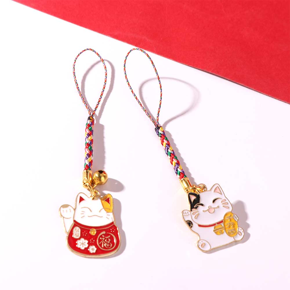 Lucky Cat Lucky Cat Phone Strap Polyester Fortune Cat Phone Chain  Bag Charm