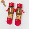 Christmas Cartoon Knit Crew Socks, Festive Santa Tree Gingerbread Pattern Socks Holiday Party Gifts