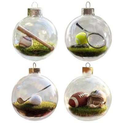 3D Christmas Tree Balls Ornaments Mini Baseball Golf Tennis Football Hangable Sports Ball Christmas Tree Ornament