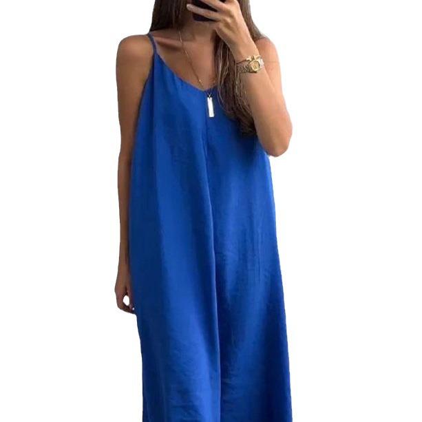 Summer 2024 Solid Color Loose Sling Dress for Women