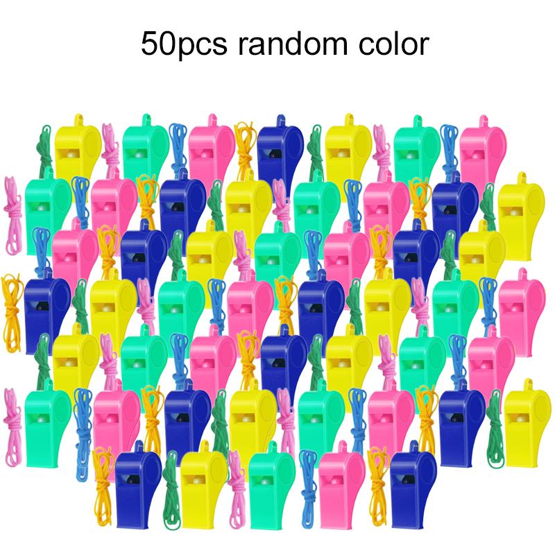 10~50pcs Mini Plastic Whistle with Rope for Sports Competition Football Soccer Basketball Cheerleading Referee Whistle TMZ