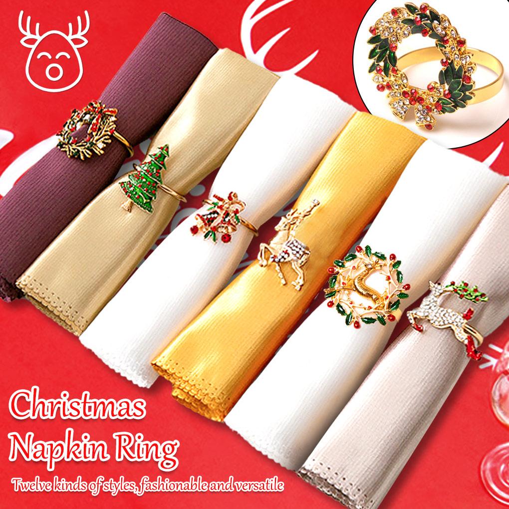 Inel de șervețel de Crăciun din oțel inoxidabil Xmas Suporturi portabile pentru șervețele de hârtie Decor pentru masă de banchet Ornament de restaurant