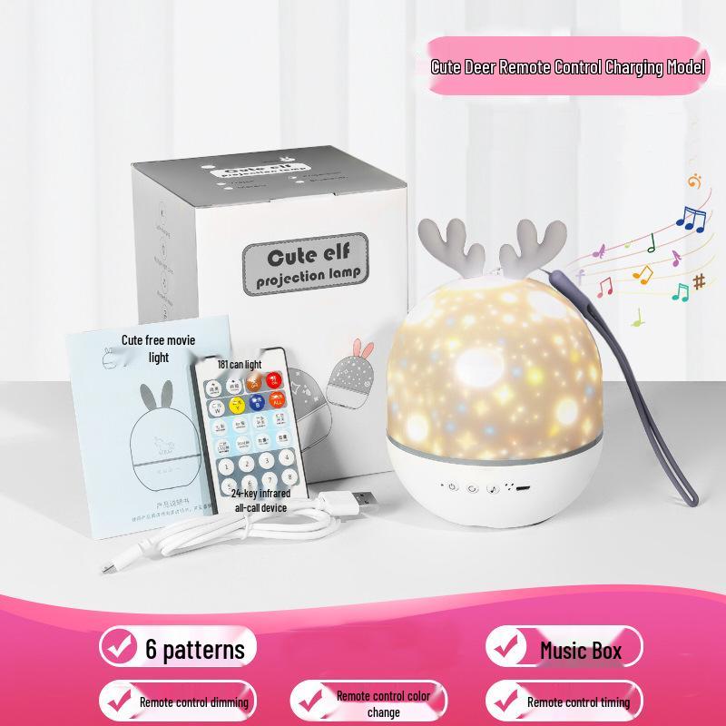Rabbit Starry Sky Projector Light, Bluetooth Music Night Light, Ideal Birthday Gift
