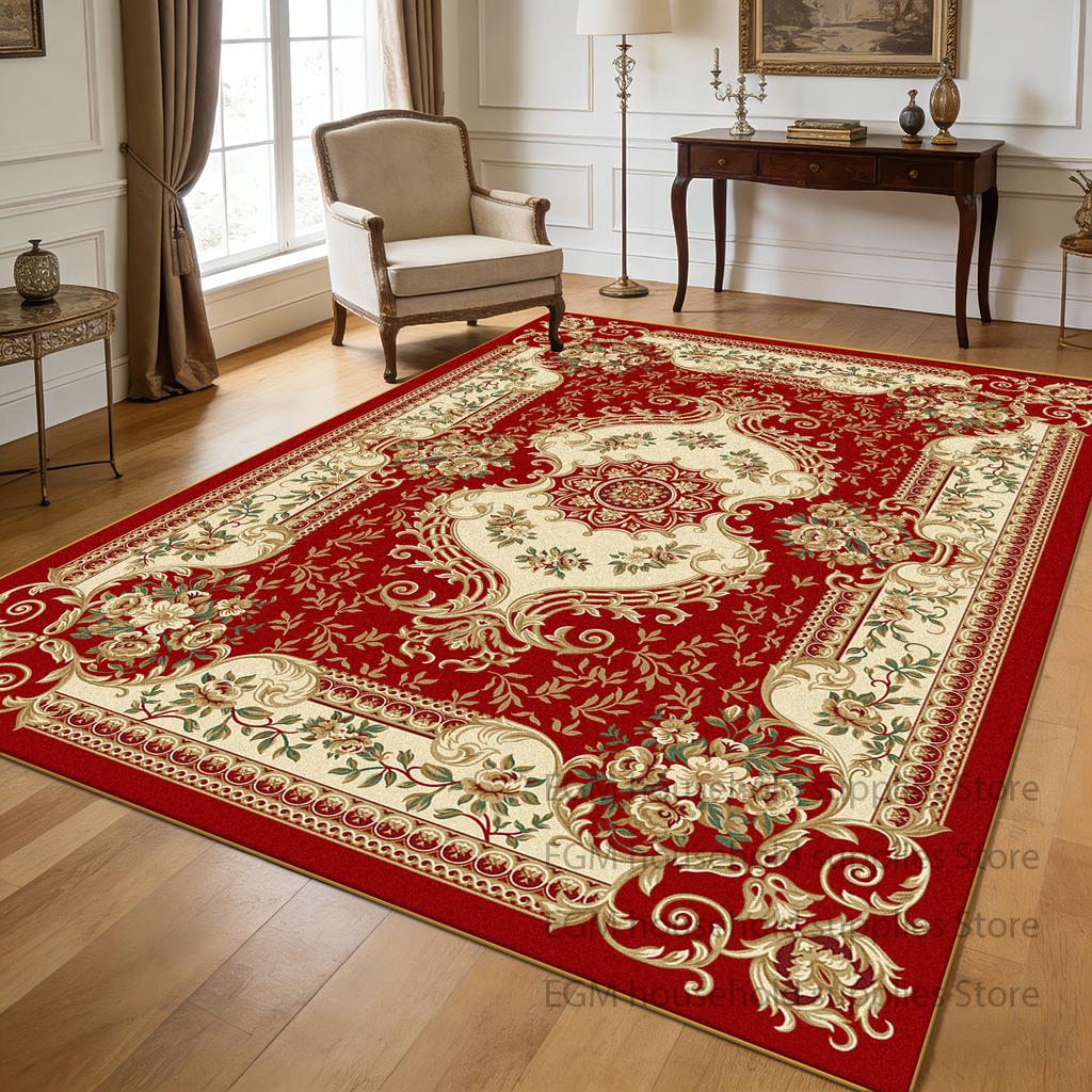 Red European Luxury Carpet Living Room Decoration Large Area Rugs Soft Antiskid Washable Floor Mats Bedroom Sofa Coffee Table