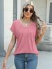 Women's V-neck Pleated Button Short Sleeve Casual Top