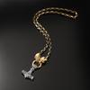 Retro Viking Skull Hammer Pendant Necklace with Stainless Steel Chain - European and American Fashion Jewelry Trend