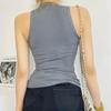 YPFF Trendy European Women's Sleeveless High-Neck Crop Top