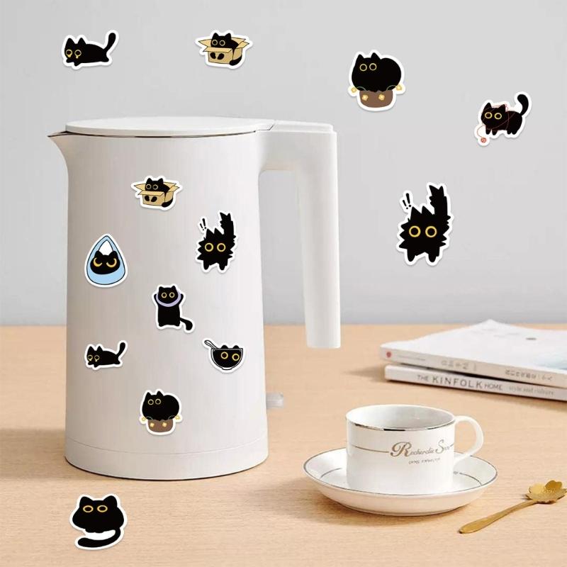 Adorable Haunted Kitten Theme Sticker Pack 500 Sheets Safe Removable Wall Decals For DIY Crafts School Activities Black Cats Party