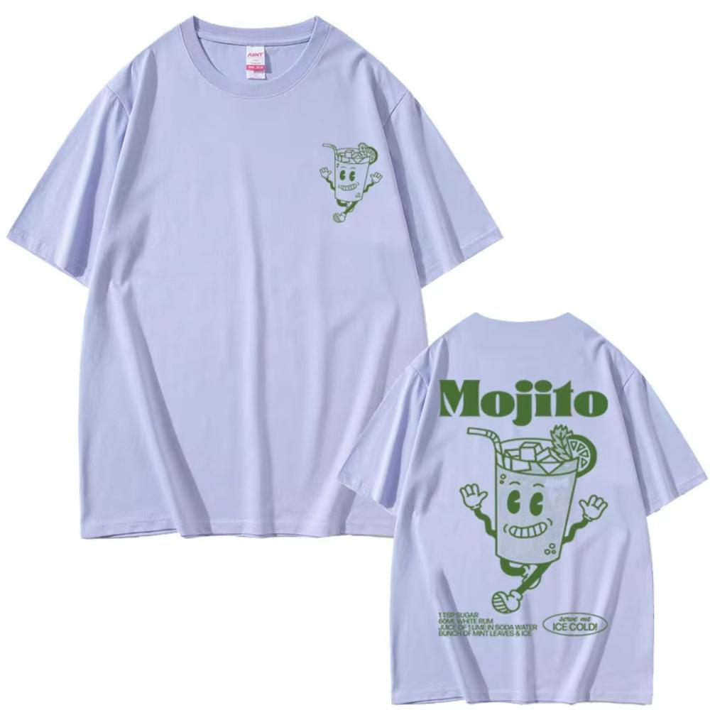 Funny Mojito Cocktail Graphic T-shirt Men's Cute Vintage Cartoon Oversized Tshirts Men Women Casual Fashion Short Sleeve T Shirt