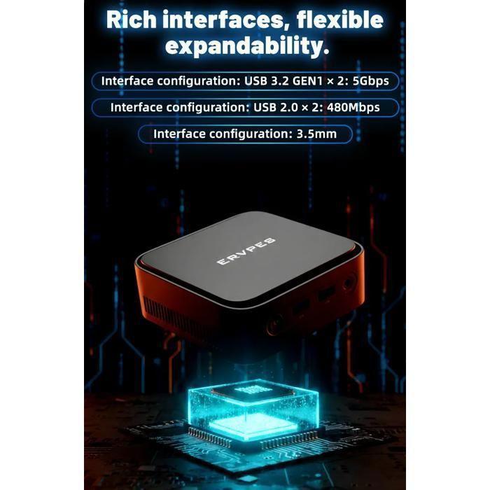 ERVPES E1 Mini-PC - Ryzen 3250C 3,5 GHz - 8 GB RAM - 256 GB SSD - WiFi 5 - Dual 4K - Windows 11