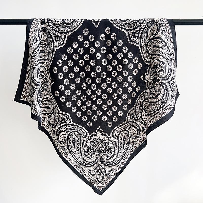 Korean Retro Old Money Wind Cashew Small Square Scarf Summer New Jacquard Silk Scarf Thin Hair Tie Headscarf Scarf