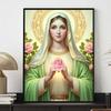 Diamond Painting Set DIY 5D Full Diamond Virgin Mary with Pink Roses Crafts for Home Wall Decoration