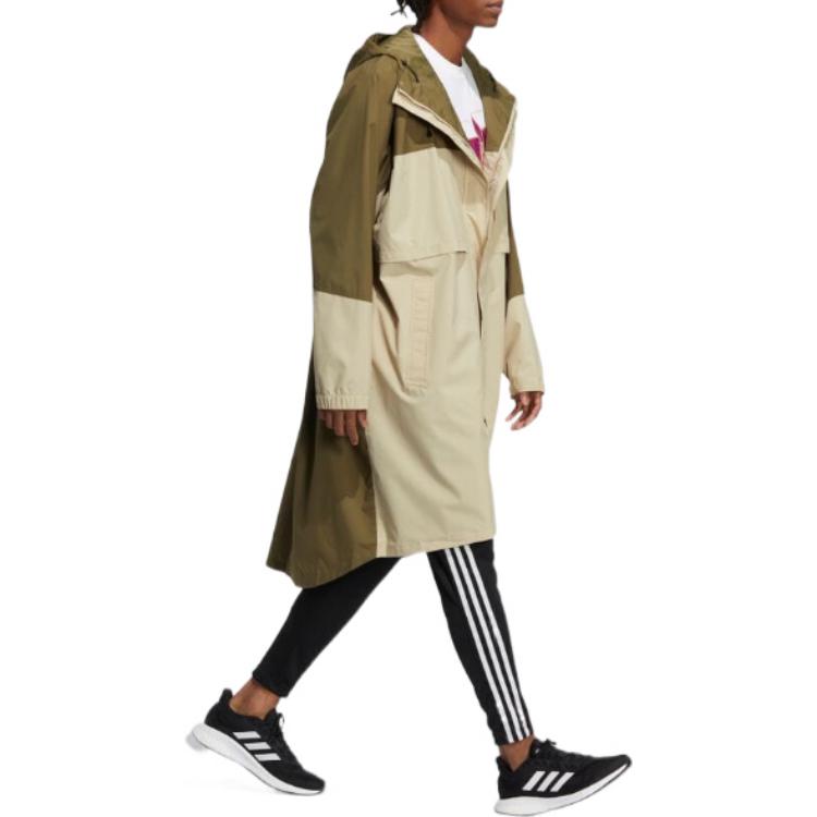 adidas Jaqueta Masculina com Capuz de Cor Blocada Casual de Comprimento Médio Jaquetas Masculinas Marrom HD0047